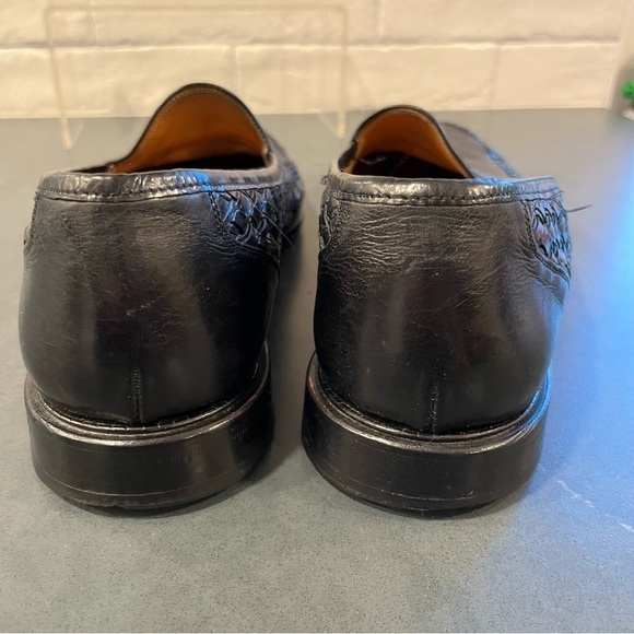Mezlan sz 11.5 black leather woven panel loafers main image 5